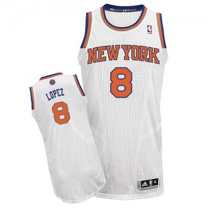 New York Knicks #8 Adidas Home Blanc Authentic Maillot d'équipe de NBA pour pas cher - Robin Lopez pour Homme
