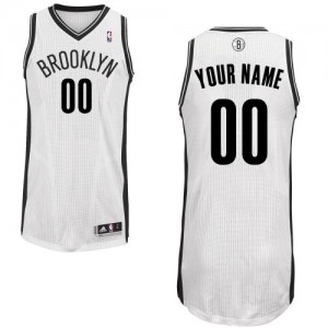 Maillot NBA Blanc Authentic Personnalisé Brooklyn Nets Home Homme Adidas