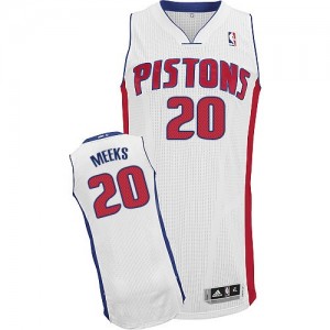 Maillot NBA Detroit Pistons #20 Jodie Meeks Blanc Adidas Authentic Home - Homme