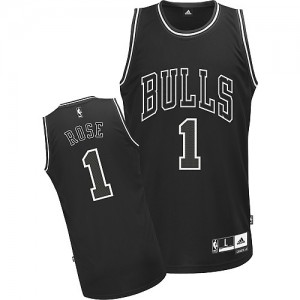 Maillot Authentic Chicago Bulls NBA Shadow Noir - #1 Derrick Rose - Homme