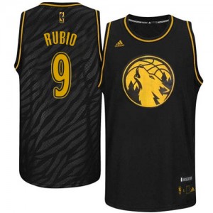 Minnesota Timberwolves Ricky Rubio #9 Precious Metals Fashion Authentic Maillot d'équipe de NBA - Noir pour Homme