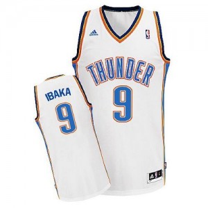 Maillot NBA Oklahoma City Thunder #9 Serge Ibaka Blanc Adidas Swingman Home - Homme