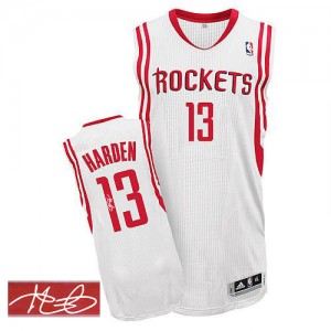 Maillot NBA Houston Rockets #13 James Harden Blanc Adidas Authentic Home Autographed - Homme