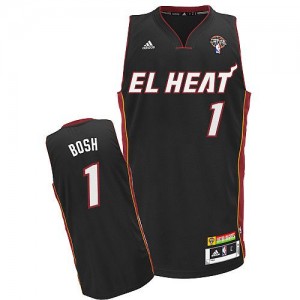 Maillot NBA Noir Chris Bosh #1 Miami Heat Latin Nights Swingman Homme Adidas