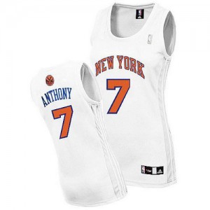 New York Knicks #7 Adidas Home Blanc Authentic Maillot d'équipe de NBA Remise - Carmelo Anthony pour Femme
