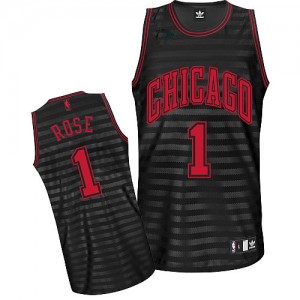 Maillot Adidas Gris noir Groove Authentic Chicago Bulls - Derrick Rose #1 - Homme