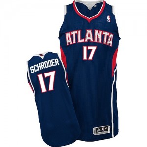 Maillot NBA Atlanta Hawks #17 Dennis Schroder Bleu marin Adidas Authentic Road - Homme