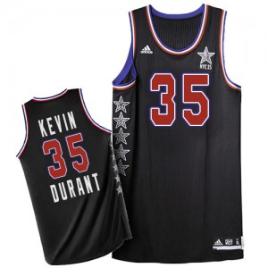 Maillot NBA Oklahoma City Thunder #35 Kevin Durant Noir Adidas Authentic 2015 All Star - Homme