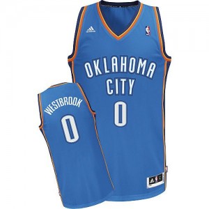 Maillot NBA Oklahoma City Thunder #0 Russell Westbrook Bleu royal Adidas Swingman Road - Enfants