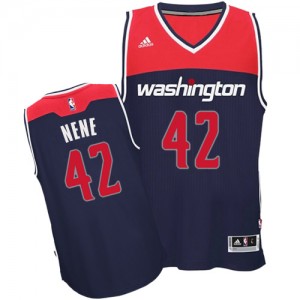 Washington Wizards #42 Adidas Alternate Bleu marin Authentic Maillot d'équipe de NBA boutique en ligne - Nene pour Homme