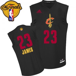 Maillot NBA Authentic LeBron James #23 Cleveland Cavaliers New Fashion 2015 The Finals Patch Noir - Homme