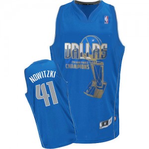 Maillot NBA Authentic Dirk Nowitzki #41 Dallas Mavericks Finals Champions Bleu - Homme