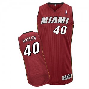 Maillot NBA Rouge Udonis Haslem #40 Miami Heat Alternate Authentic Homme Adidas