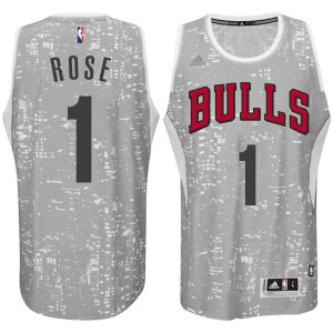 Maillot NBA Chicago Bulls #1 Derrick Rose Gris Adidas Authentic City Light - Homme