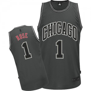 Maillot NBA Chicago Bulls #1 Derrick Rose Gris Adidas Authentic Graystone II Fashion - Homme