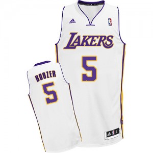 Maillot NBA Los Angeles Lakers #5 Carlos Boozer Blanc Adidas Swingman Alternate - Homme