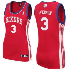 Maillot NBA Rouge Allen Iverson #3 Philadelphia 76ers Road Authentic Femme Adidas