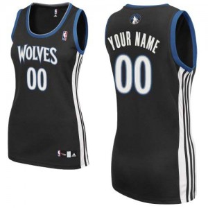 Minnesota Timberwolves Personnalisé Adidas Alternate Noir Maillot d'équipe de NBA Discount - Authentic pour Femme