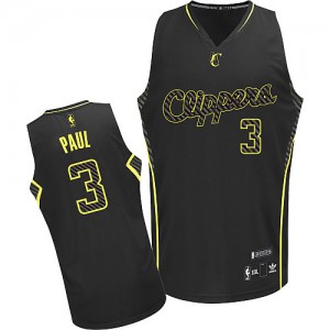 Maillot Adidas Noir Electricity Fashion Authentic Los Angeles Clippers - Chris Paul #3 - Homme