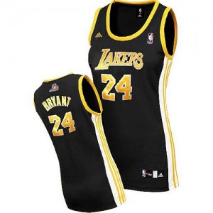 Maillot NBA Los Angeles Lakers #24 Kobe Bryant Noir / Or Adidas Swingman - Femme