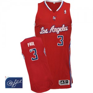 Maillot NBA Rouge Chris Paul #3 Los Angeles Clippers Road Autographed Authentic Homme Adidas