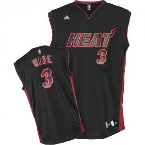 Miami Heat #3 Adidas Noir noir / Rouge Swingman Maillot d'équipe de NBA magasin d'usine - Dwyane Wade pour Homme