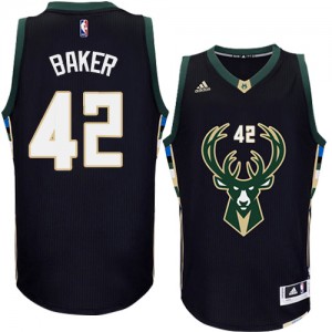Milwaukee Bucks #42 Adidas Alternate Noir Authentic Maillot d'équipe de NBA pas cher - Vin Baker pour Homme