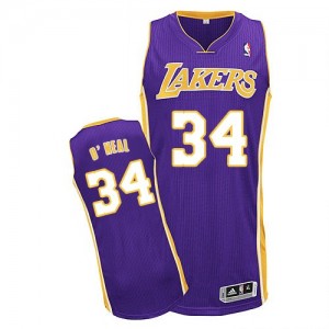 Maillot NBA Authentic Shaquille O'Neal #34 Los Angeles Lakers Road Violet - Homme