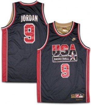 Team USA Nike Michael Jordan #9 Authentic Maillot d'équipe de NBA - No. d'or Blanc pour Homme