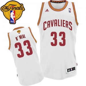 Maillot NBA Swingman Shaquille O'Neal #33 Cleveland Cavaliers Home 2015 The Finals Patch Blanc - Homme