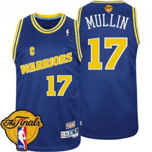 Maillot NBA Authentic Chris Mullin #17 Golden State Warriors Throwback 2015 The Finals Patch Bleu - Homme