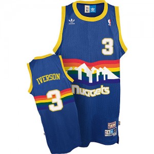 Maillot NBA Denver Nuggets #3 Allen Iverson Bleu clair Adidas Swingman Throwback - Homme