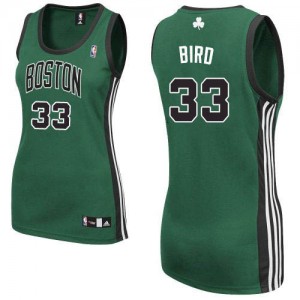 Maillot NBA Boston Celtics #33 Larry Bird Vert (No. noir) Adidas Authentic Alternate - Femme