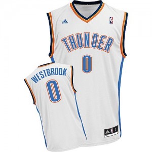 Maillot NBA Oklahoma City Thunder #0 Russell Westbrook Blanc Adidas Swingman Home - Enfants