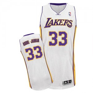 Los Angeles Lakers #33 Adidas Alternate Blanc Authentic Maillot d'équipe de NBA en vente en ligne - Kareem Abdul-Jabbar pour Homme