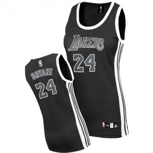Maillot NBA Los Angeles Lakers #24 Kobe Bryant Noir Blanc Adidas Authentic - Femme