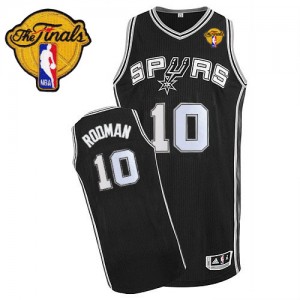 Maillot NBA San Antonio Spurs #10 Dennis Rodman Noir Adidas Authentic Road Finals Patch - Homme