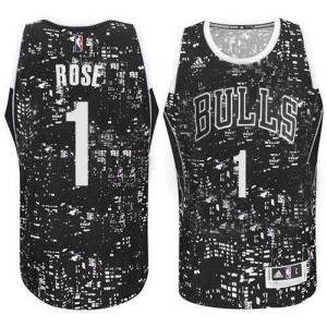 Maillot Adidas Noir City Light Authentic Chicago Bulls - Derrick Rose #1 - Homme