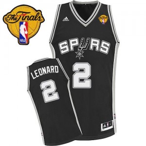 San Antonio Spurs #2 Adidas Road Finals Patch Noir Swingman Maillot d'équipe de NBA pas cher - Kawhi Leonard pour Homme