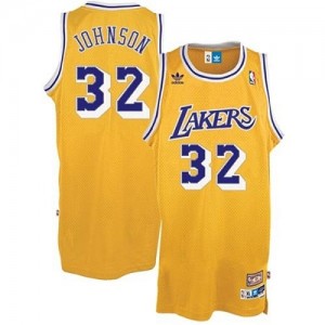 Los Angeles Lakers Magic Johnson #32 Throwback Authentic Maillot d'équipe de NBA - Or pour Enfants