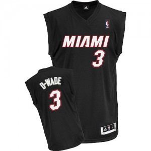 Maillot NBA Noir Dwyane Wade #3 Miami Heat D-WADE Nickname Authentic Homme Adidas