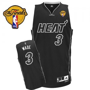 Maillot Authentic Miami Heat NBA Shadow Finals Patch Noir - #3 Dwyane Wade - Homme