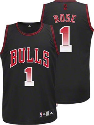 Maillot Adidas Noir Vibe Authentic Chicago Bulls - Derrick Rose #1 - Homme