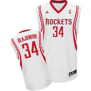 Houston Rockets #34 Adidas Home Blanc Swingman Maillot d'équipe de NBA la meilleure qualité - Hakeem Olajuwon pour Homme