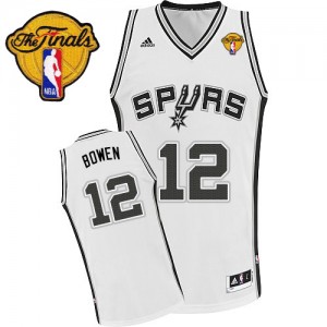 San Antonio Spurs Bruce Bowen #12 Home Finals Patch Swingman Maillot d'équipe de NBA - Blanc pour Homme