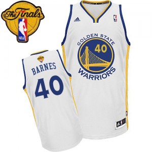 Maillot NBA Blanc Harrison Barnes #40 Golden State Warriors Home 2015 The Finals Patch Swingman Homme Adidas