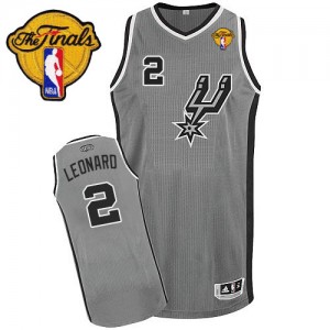 Maillot NBA San Antonio Spurs #2 Kawhi Leonard Gris argenté Adidas Authentic Alternate Finals Patch - Homme