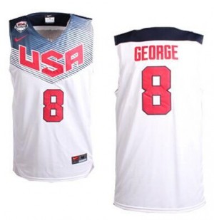 Maillot NBA Team USA #8 Paul George Blanc Nike Swingman 2014 Dream Team - Homme