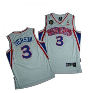 Maillot Blanc 10TH Throwback Authentic Philadelphia 76ers - Allen Iverson #3 - Homme