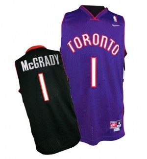 Maillot NBA Noir / Violet Tracy Mcgrady #1 Toronto Raptors Throwback Authentic Homme Nike